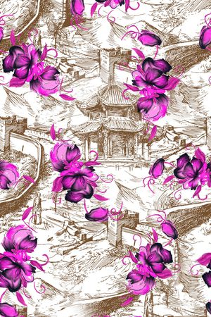线稿印花花型图片
