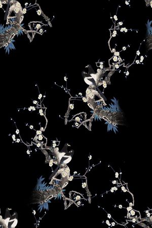 花鸟印花花型图片