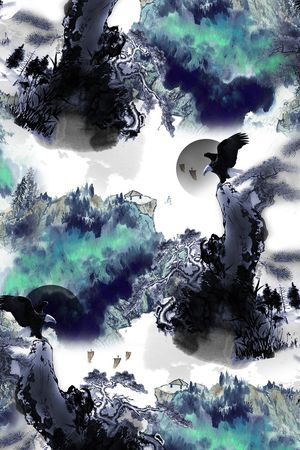 水墨印花花型图片