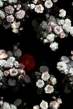 复古欧式油画花卉印花花型图片