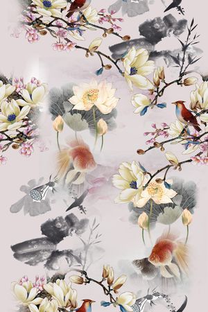花鸟印花花型图片