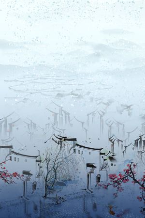 山水画印花花型图片