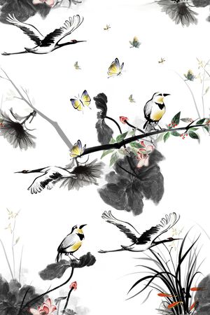 小鸟印花花型图片