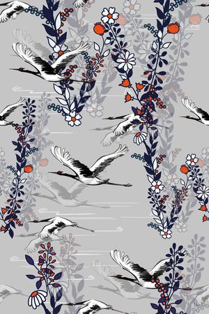 花鸟印花花型图片