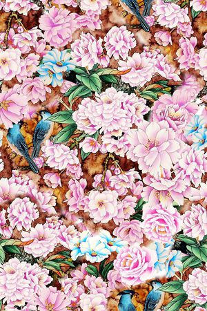 花鸟印花花型图片