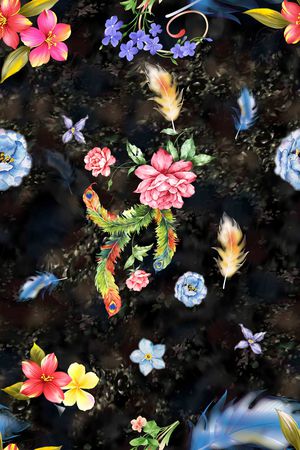 羽毛印花花型图片