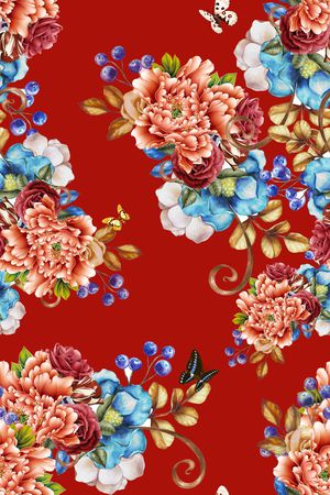 牡丹花印花花型图片