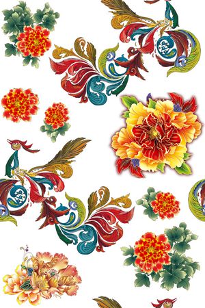 牡丹印花花型图片