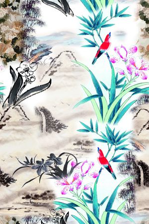 兰花印花花型图片