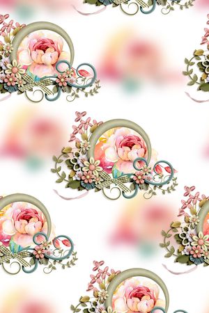 抽象手绘水彩画植物花卉数码印花印花花型图片