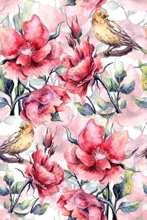 花鸟印花花型图片