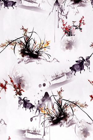 水墨。中国风印花花型图片