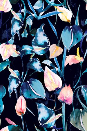 油画叶子印花花型图片