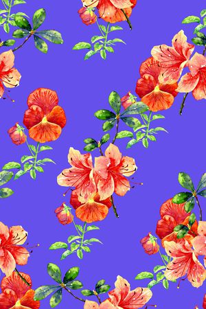 抽象手绘水彩画植物纹理数码印花印花花型图片