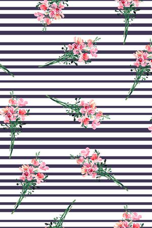 条纹花卉印花花型图片