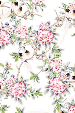 花鸟印花花型图片