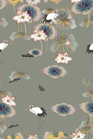 莲花印花花型图片