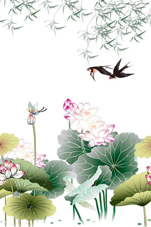 莲花印花花型图片
