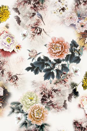 牡丹印花花型图片