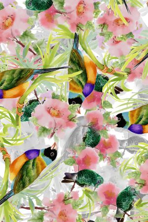 花鸟印花花型图片