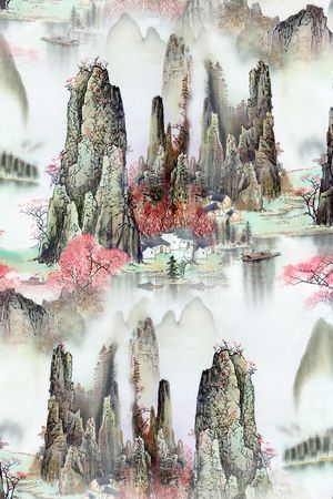 国画山水印花花型图片