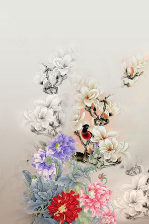 牡丹印花花型图片