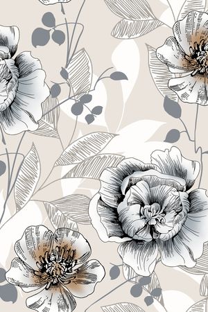 牡丹印花花型图片