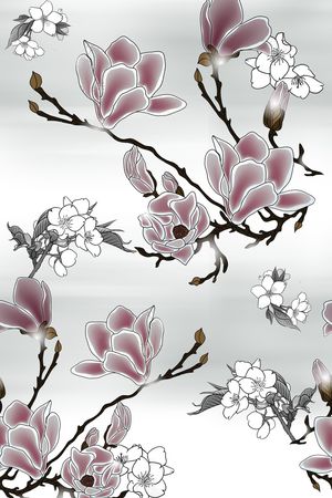 玉兰花印花花型图片