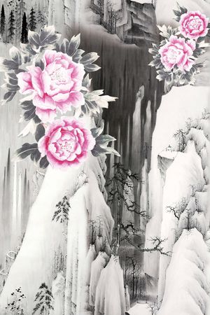 牡丹印花花型图片