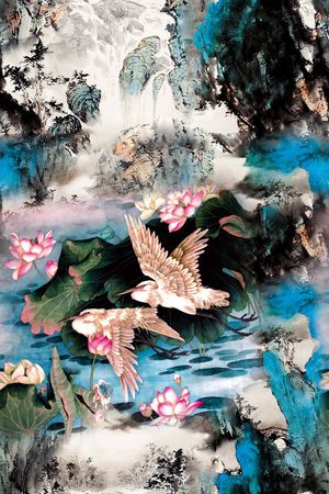 荷花印花花型图片