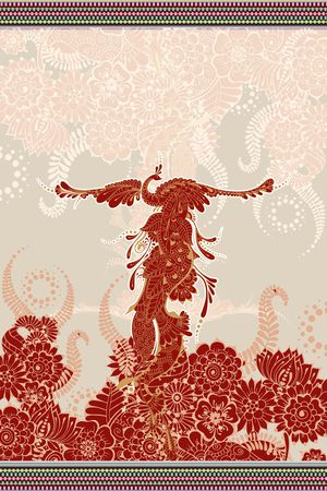孔雀印花花型图片