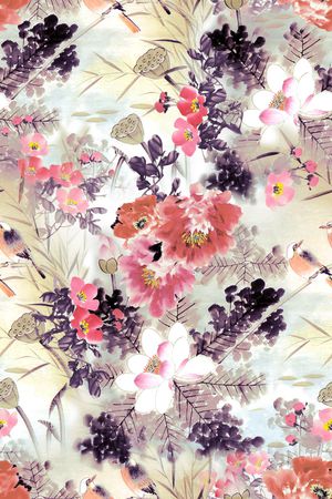 国画花印花花型图片