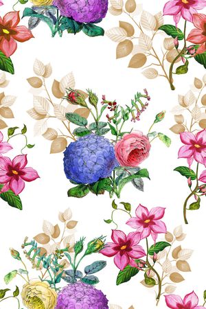 彩底花卉印花花型图片