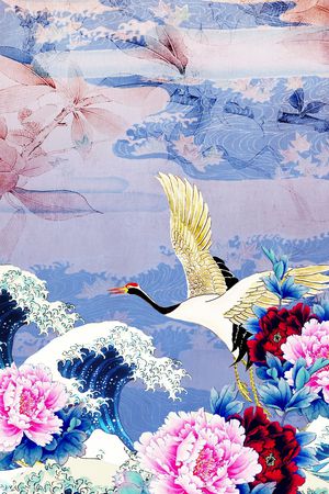 飞鸟仙鹤印花花型图片