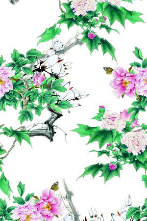 牡丹印花花型图片