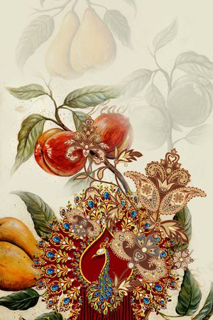 孔雀印花花型图片