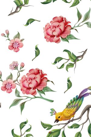 手绘花印花花型图片
