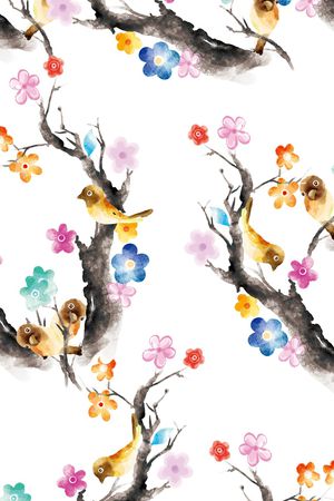 花鸟印花花型图片