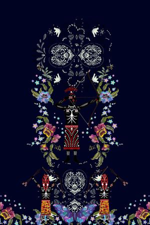 仿绣花印花花型图片