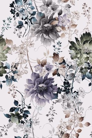 手绘宫廷花卉印花花型图片