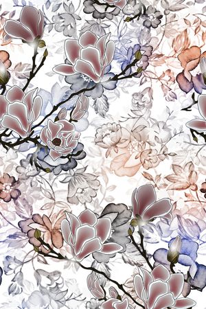 玉兰花印花花型图片