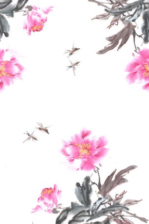 牡丹印花花型图片