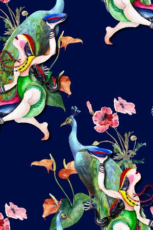 水彩印花花型图片
