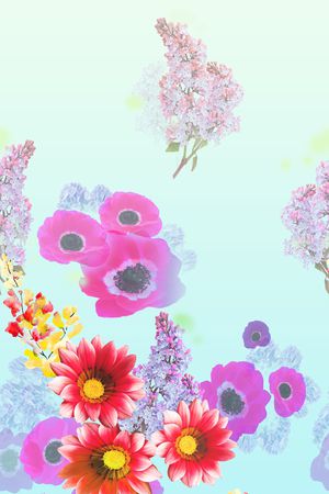 罂粟花牵牛花印花花型图片