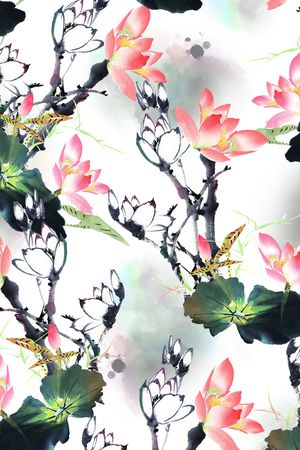 水墨印花花型图片