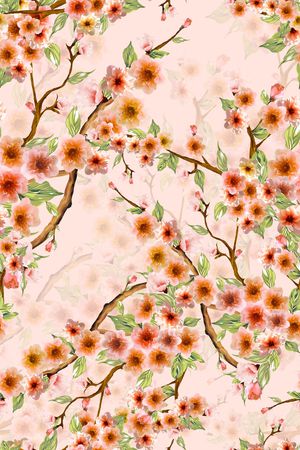 桃花印花花型图片