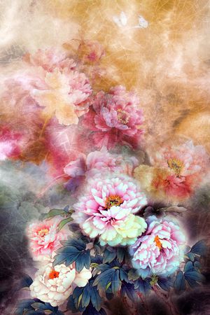 牡丹印花花型图片