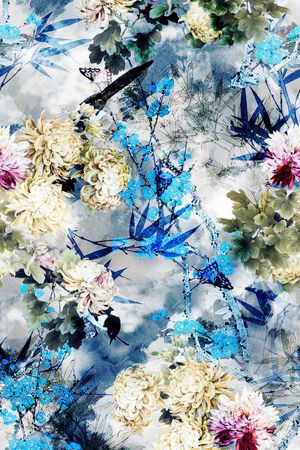 国画花卉、花鸟、水墨画、中国风印花花型图片