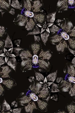 抽象手绘水彩画植物纹理花卉数码印花印花花型图片
