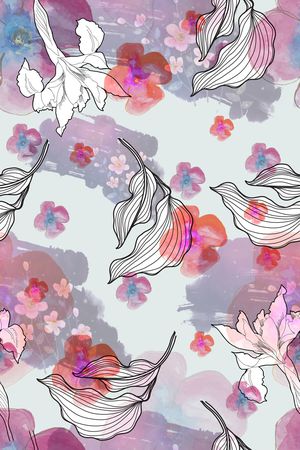 桃花印花花型图片